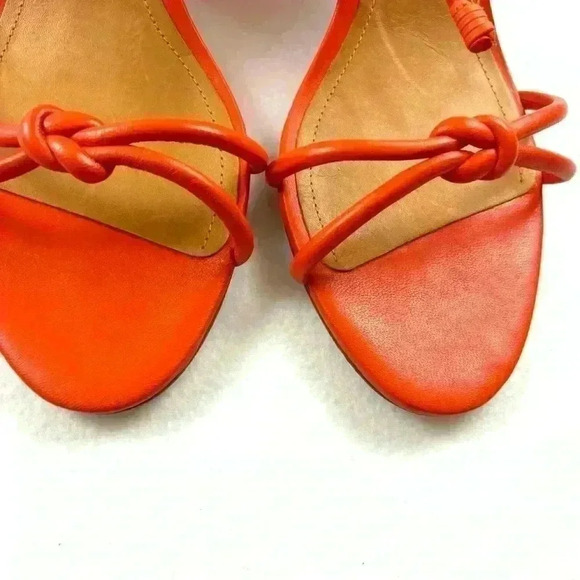 NWOT Schutz Flame Orange Leather Strappy Block Heel Made Brazil Sandal Size 10B - Picture 8 of 15